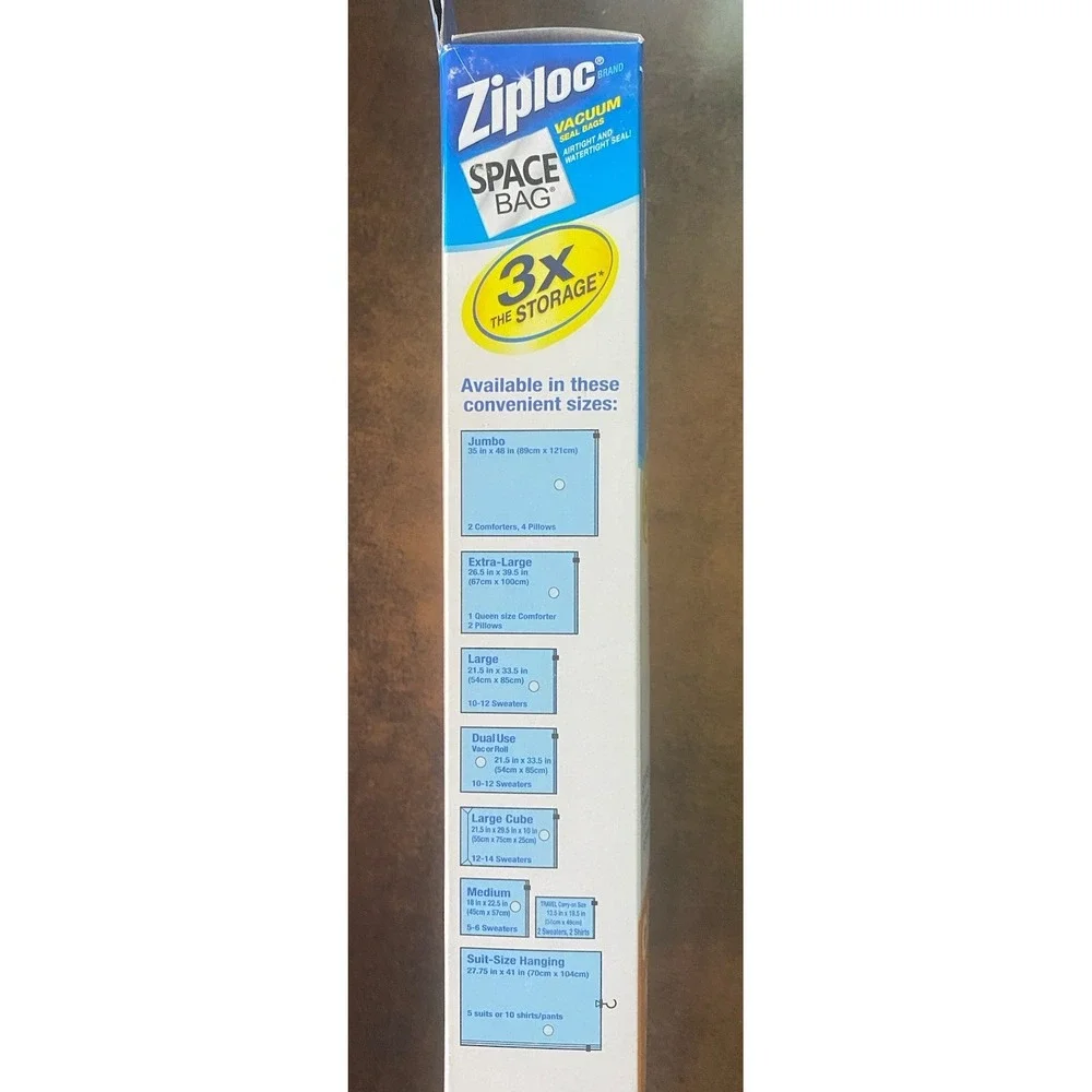 Ziploc Space Bag Vacuum Seal Bags 1 Medium 1 Large 1 XLarge NEW